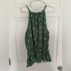 Lush green and white polka dot sleeveless top size large